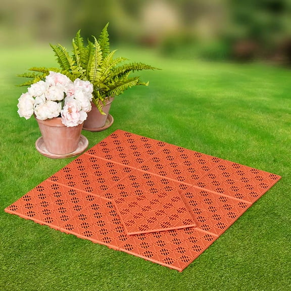 The Lakeside Collection 11-7/8" Green Polypropylene Tiles, 10 Pieces