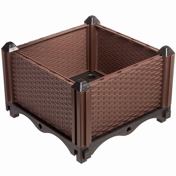 The Lakeside Collection 12" Square Plastic Plant Planter with Self-Watering