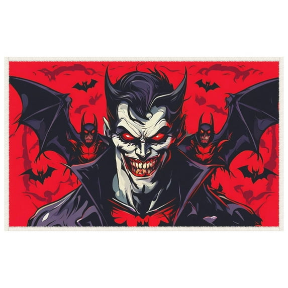 Halloween Aesthetic Welcome Doormats, for Garden Porch Farmhouse Garage Indoor Deco 19.7x31.5inch, Multifunctional Bats Comic Style Haunted Mood Indoor Doormat, Durable Practical Indoor Door Mat