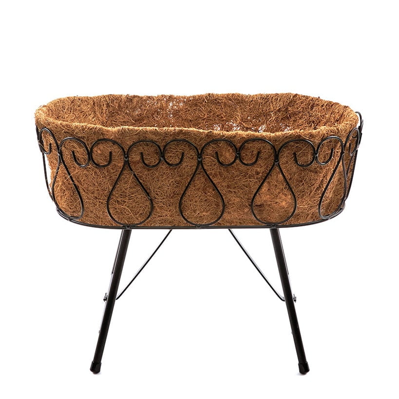 Small Black Metal Planter with Coconut Coir Liner