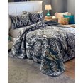 The Lakeside Collection 3Pc. Damask F/Q Quilt Set Black