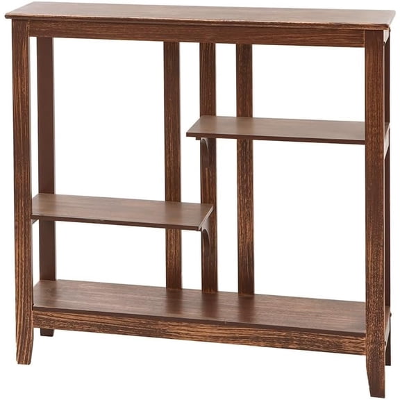 The Lakeside Collection Brushed Metallic Console Table with Display Shelves 31.4" W x 29.8" H - White/Silver