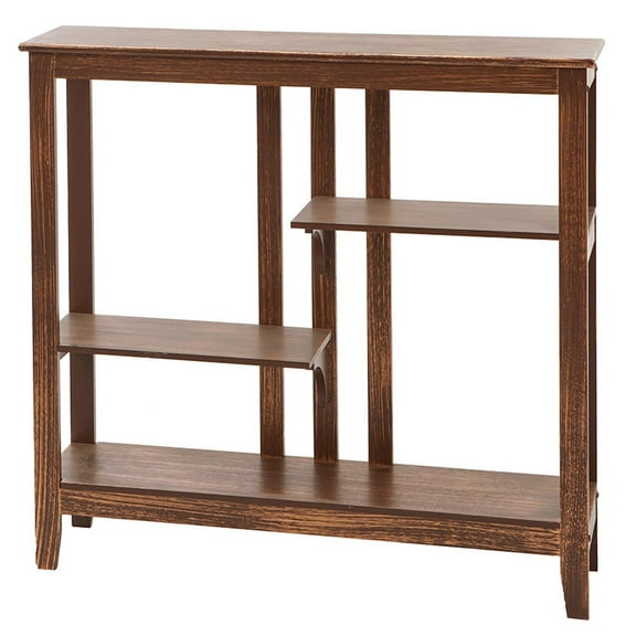 Brushed Metallic Console Table with Display Shelves 31.4"W x 29.8"H - Brown/Bronze