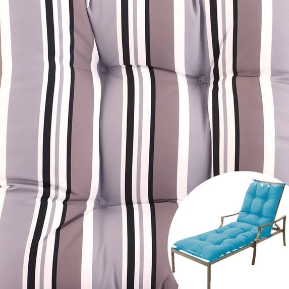 Lakeside Chaise Lounge Cushion Farmhouse Rustic for Patio Gray Stripe 25 in W x 72 in D x 5 in H