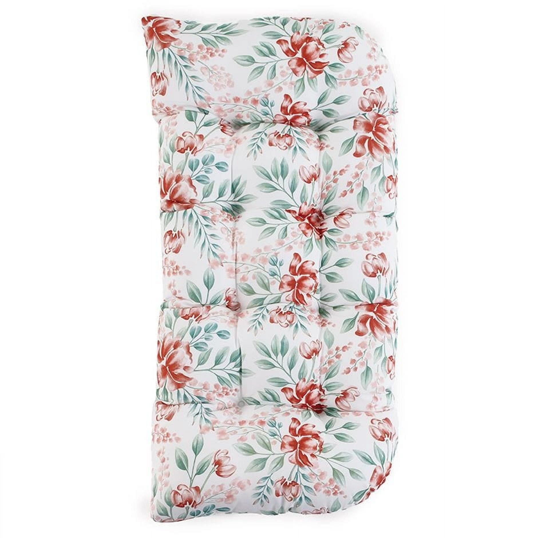 Terracotta Floral Polyester Chaise Lounge Cushion