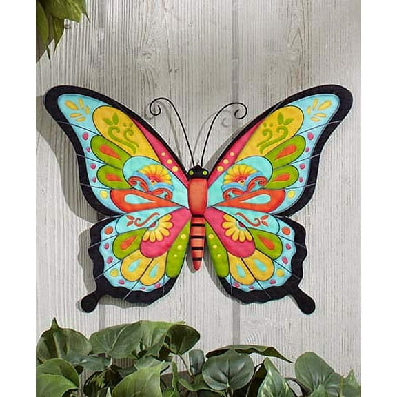 The Lakeside Collection Colorful Metal Garden Wall Hanging- Butterfly