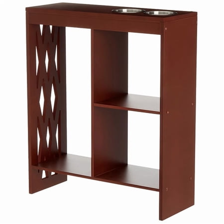 The Lakeside Collection Indoor Modern 2 Built-In Cup Holders MDF Decorative End Table, Brown