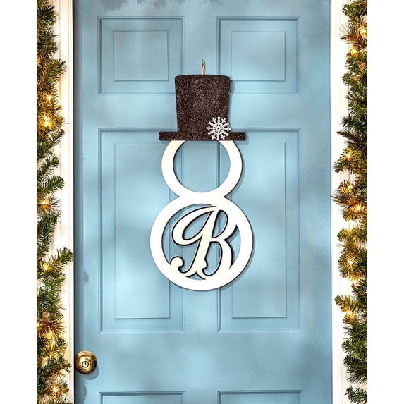The Lakeside Collection Monogram Snowman Door Hanger "S"