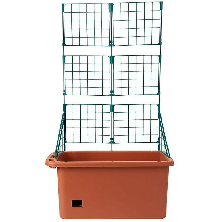 Self Watering Vegetable Planter Box with Trellis on Wheels - Mobile Garden Self Watering Vegetable Planter Box with Trellis on Wheels - Mobile Garden