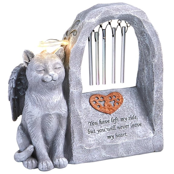 The Lakeside Collection Solar Pet Memorial Statues - Cat 9 inch Garden Statue