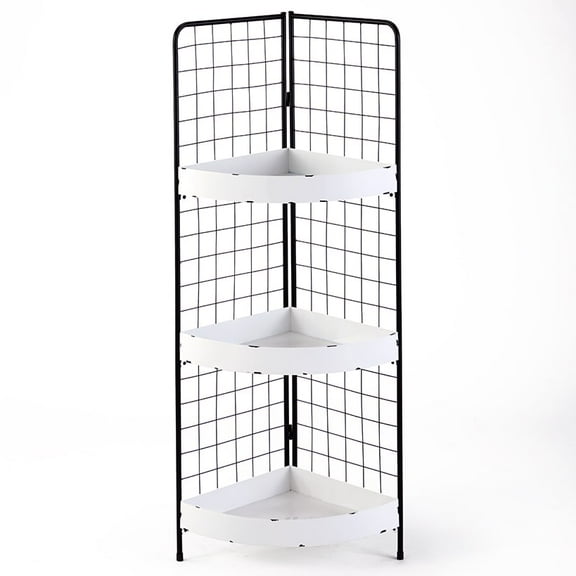 The Lakeside Collection White 3-Tier Metal Corner Shelf