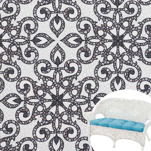 The Lakeside Collection Wicker Settee Cushion - Comfortable Loveseat Cushion - Mosaic