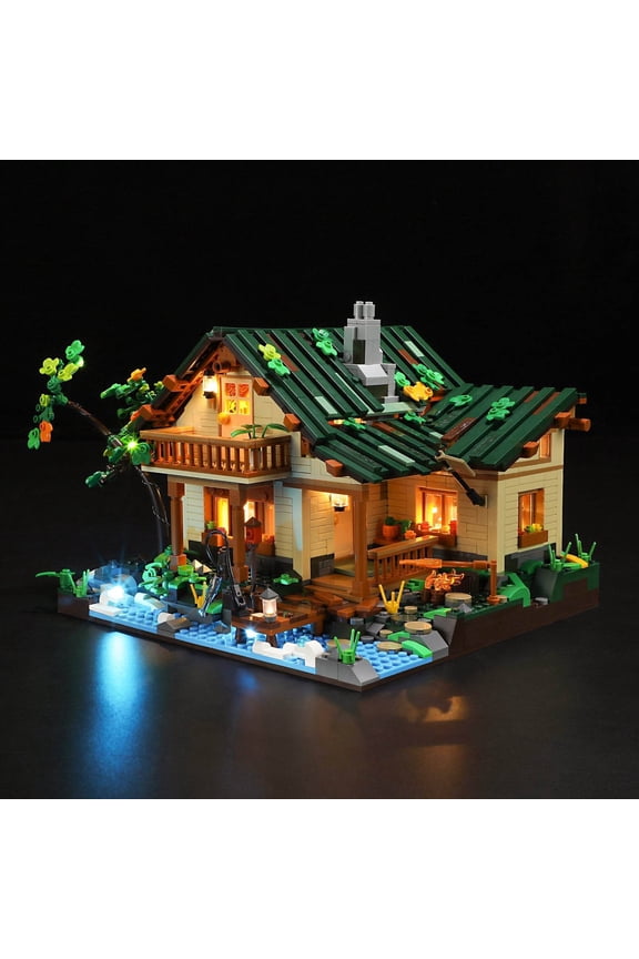The Lakeside Hut Is Equipped With LED Lighting Puzzle Assembly Building Block Lighting Toys
