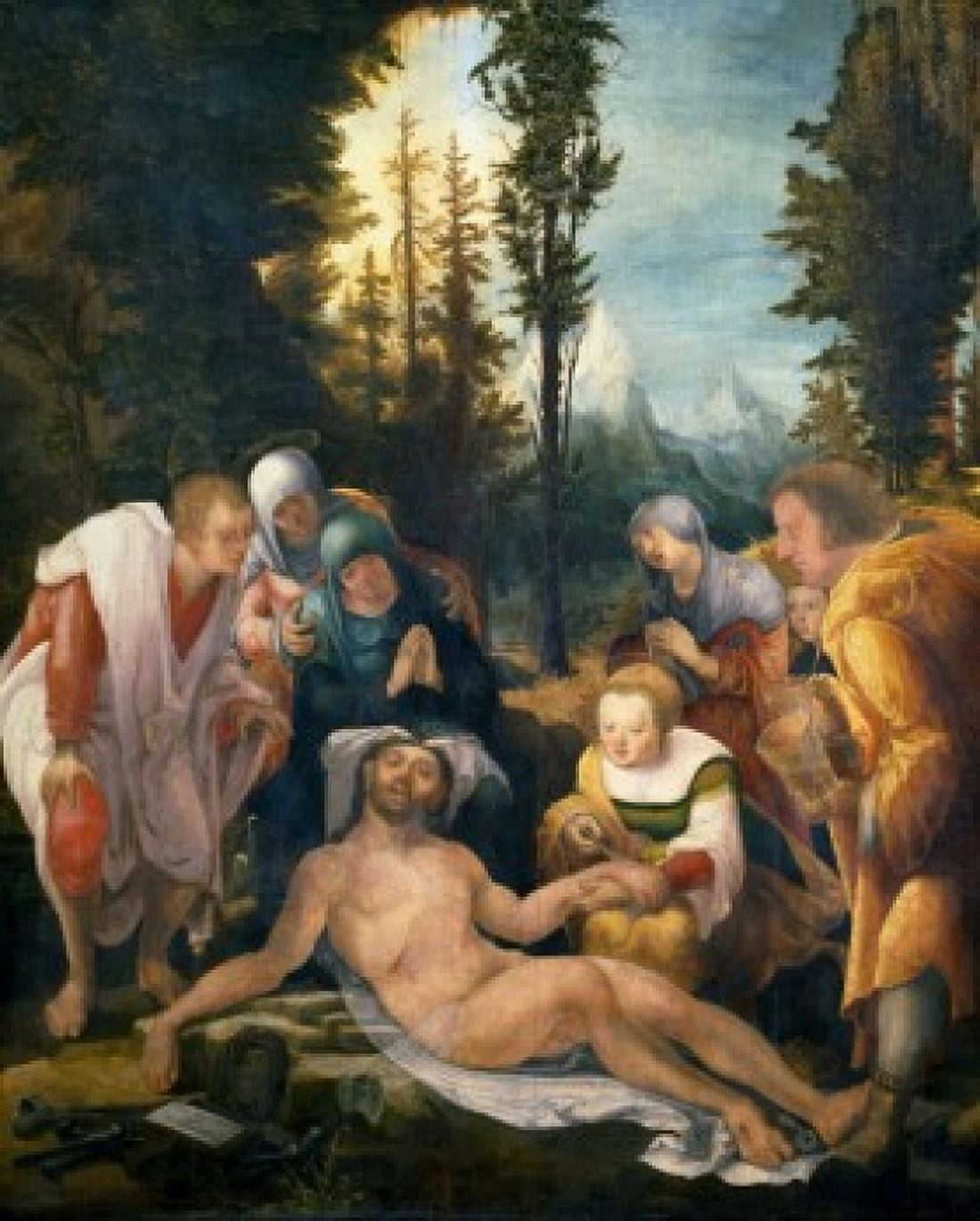 The Lamentation of Christ by Wolfgang Huber 1524 (Circa 1490-1553) France Paris Musee du Louvre Canvas Art - Wolfgang Huber (18 x 24)