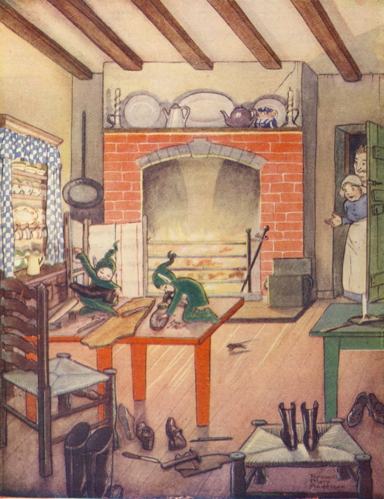 The Land where Stories Grow 1929 Two merry wee elves Canvas Art - Florence M Anderson (18 x 24)