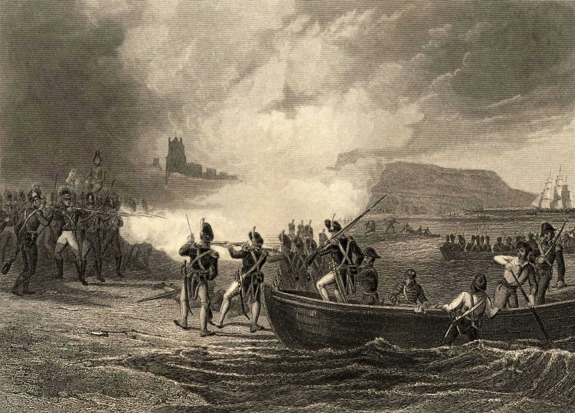 The Landing Of The French In Bantry Bay 1796 By H Warren Engraved By JRogers Canvas Art - Ken Welsh Design Pics (36 x 24)