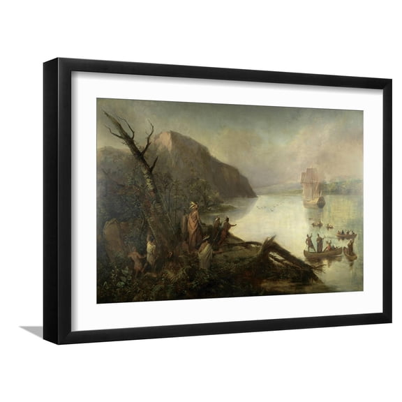 Art.com The Landing of Henry Hudson Giclee Print by Robert Walter Weir, Black Frame Wall Art, 23" x 17"
