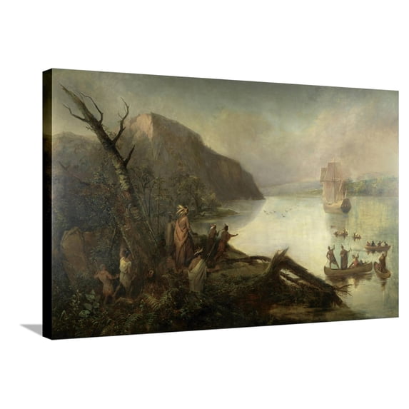 Art.com The Landing of Henry Hudson Stretched Canvas Print Wall Art by Robert Walter Weir, 36" x 24"