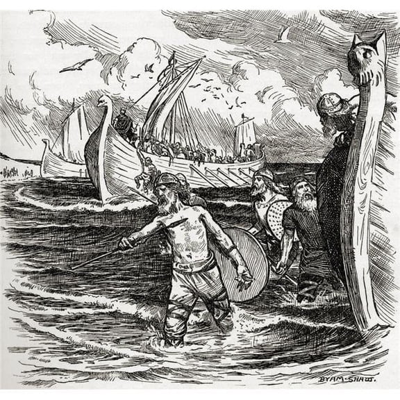 The Landing of the Jutes At the Isle of Thanet Kent England Ad449 From the Book the Church of England A History for Th 1 Poster Print - 14 x 14