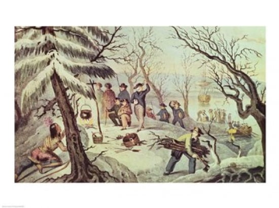 The Landing of the Pilgrims at Plymouth 11th December 1620 Canvas Art - (24 x 18)