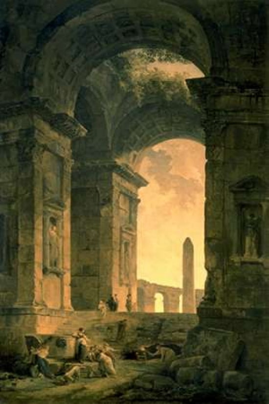 The Landscape with Obelisk Canvas Art - Hubert Robert (24 x 36)