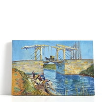 The Langlois Bridge at Arles with Women Washing, 1888 - Wrapped Canvas Print Wall Art | 18" W x 12" H