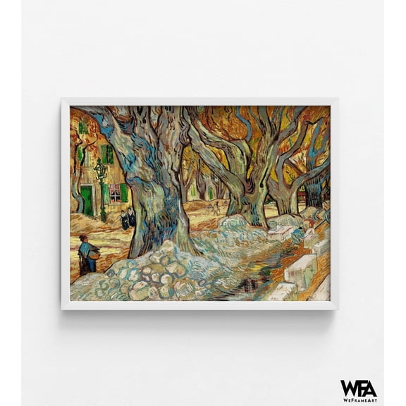 The Large Plane Trees by Vincent Van Gogh, The Road Menders Oil Painting Print, Van Gogh Trees, Saint Remy by Van Gogh, Framed Wall Art