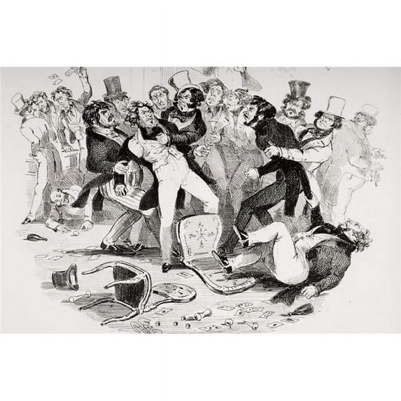 The Last Brawl Between Sir Mulbery & His Pupil. Illustration From the Charles Poster Print - 18 x 12