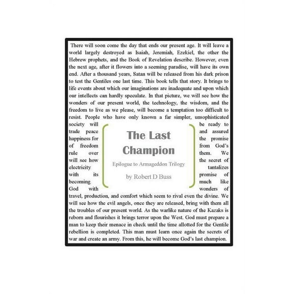 The Last Champion: Epilogue to Armageddon Trilogy, (Paperback)
