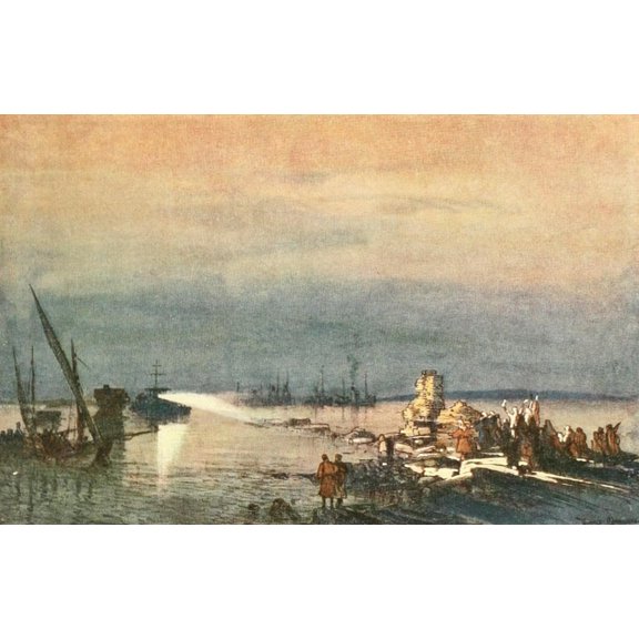 The Last Crusade 1920 Motor launch entering Tyre Canvas Art - Donald Maxwell (18 x 24)