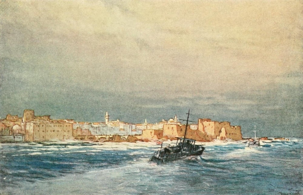 The Last Crusade 1920 Patrol Boats off Sidon Canvas Art - Donald Maxwell (18 x 24)