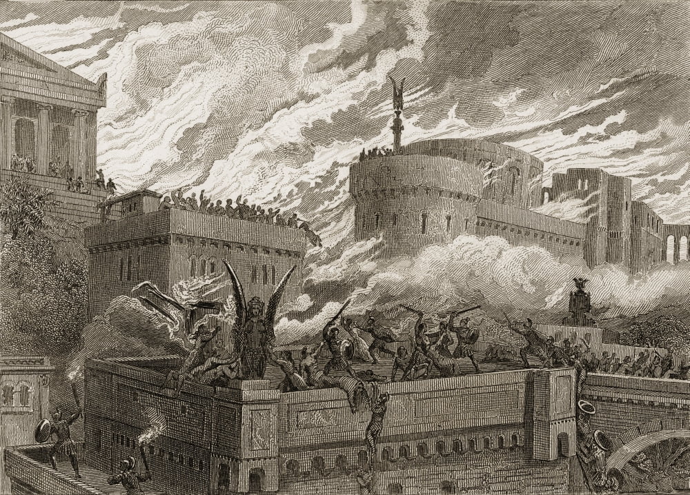 The Last Day Of Numancia Spain 134 Bc Canvas Art - Ken Welsh Design Pics (36 x 26)