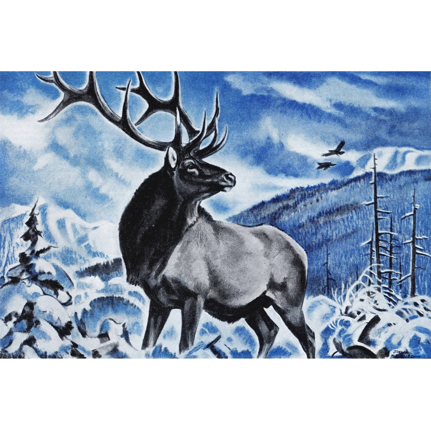 "The Last Elk" Painting Print on Wrapped Canvas