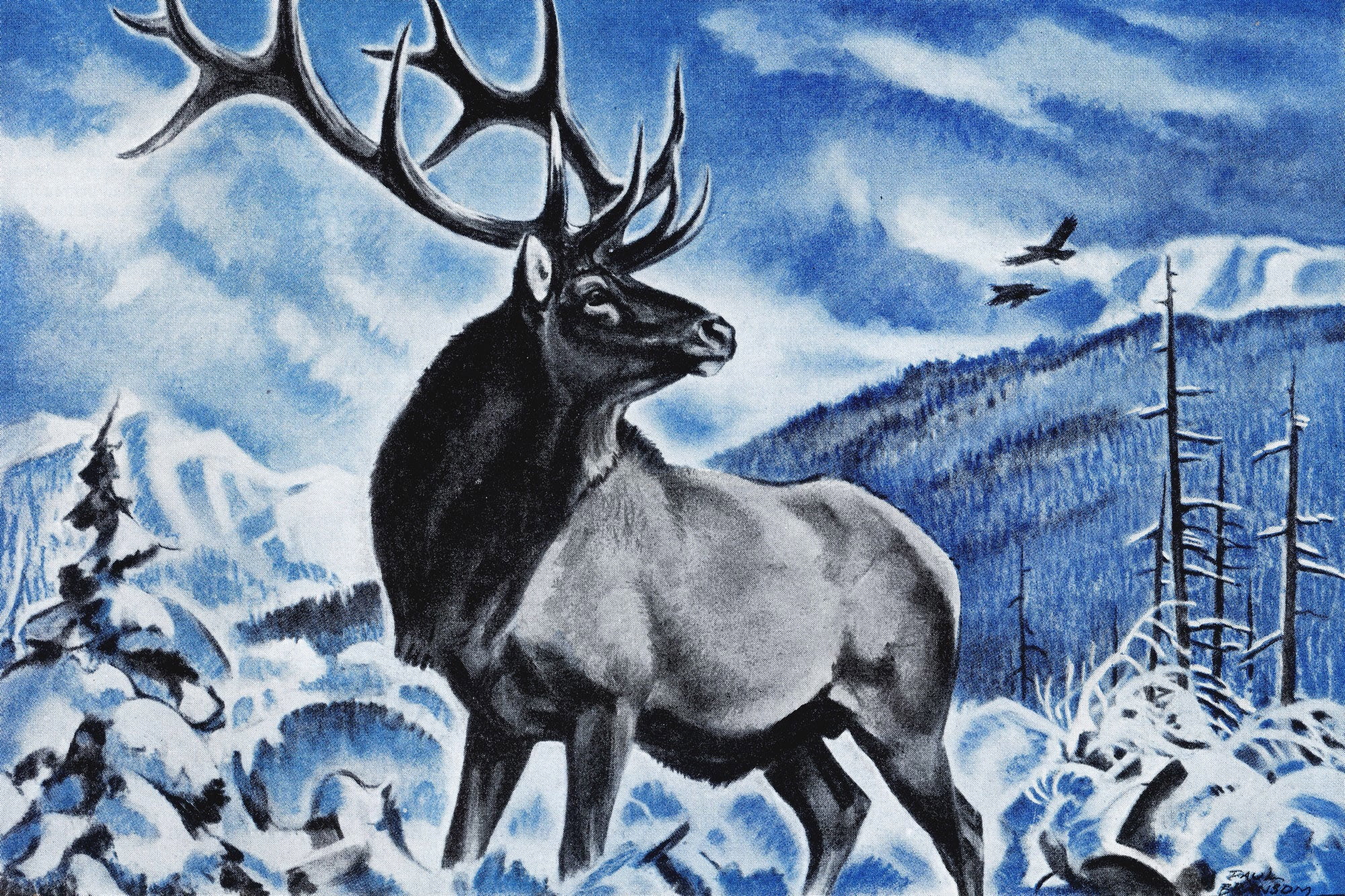 "The Last Elk" Painting Print on Wrapped Canvas
