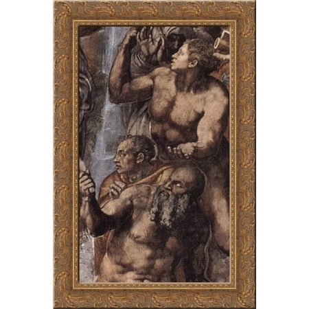 The Last Judgement [detail: 2] 18x24 Gold Ornate Wood Framed Canvas Art by Michelangelo