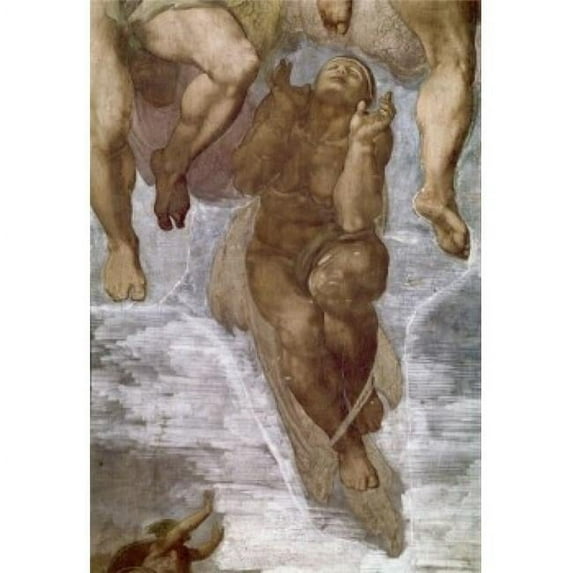 The Last Judgment by Michelangelo Buonarroti Fresco Detail 1475-1564 Vatican Sistine Chapel Poster Print - 18 x 24 in.