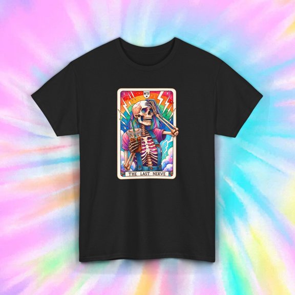 The Last Nerve T-Shirt | Funny Skeleton Coffee Graphic Tee | Humor | S-5XL