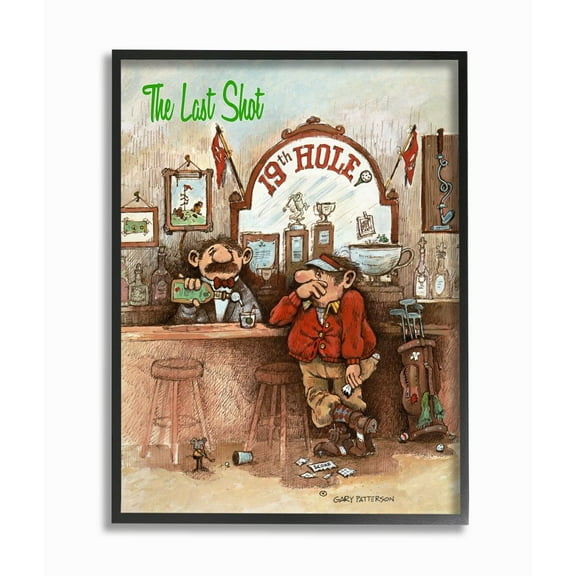 The Last Shot Funny Golf Cartoon Sports Design Framed Giclee Texturized Art by Gary Patterson