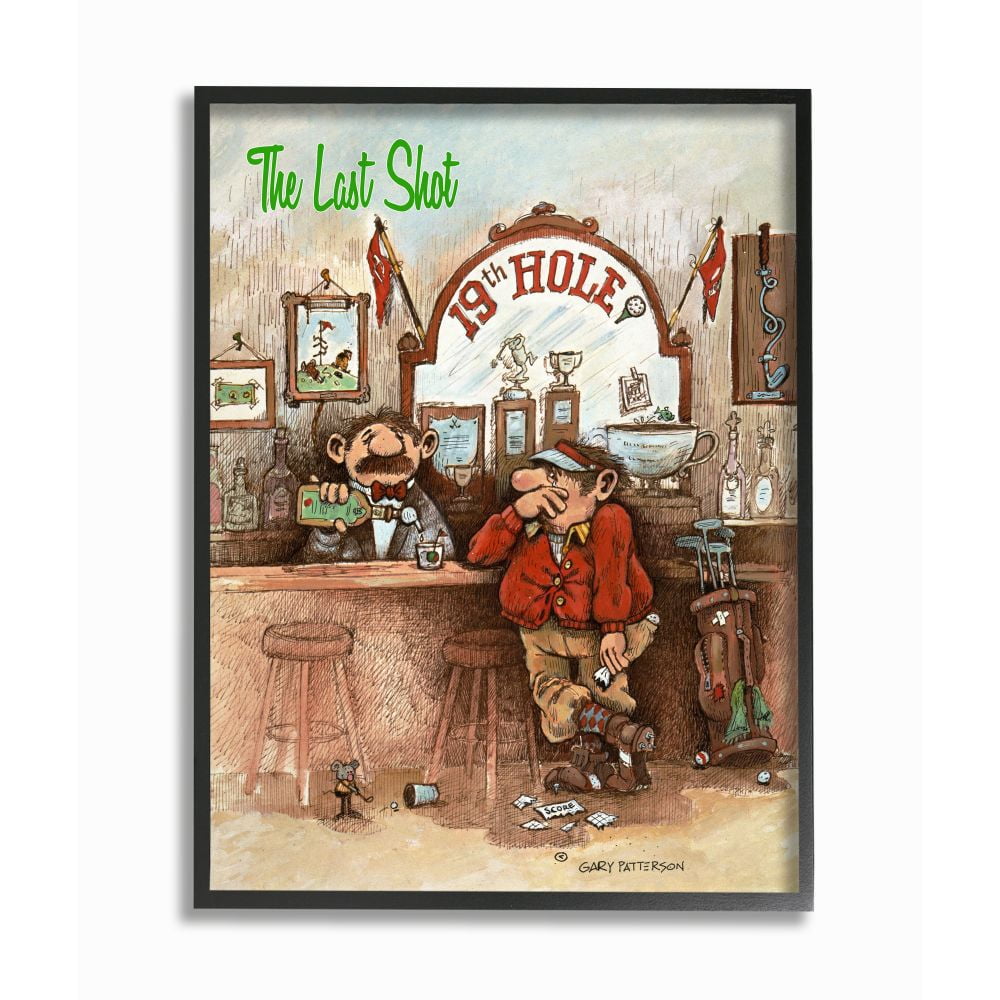 The Last Shot Funny Golf Cartoon Sports Canvas Print with Black Frame