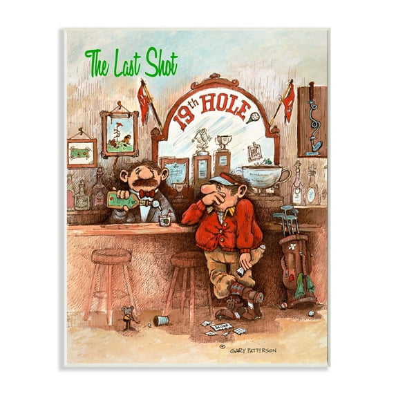 The Last Shot Funny Golf Cartoon Sports Design Oversized Wall Plaque Art by Gary Patterson