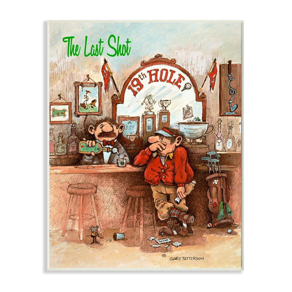The Last Shot Funny Golf Cartoon Sports Design Wall Plaque Art by Gary Patterson