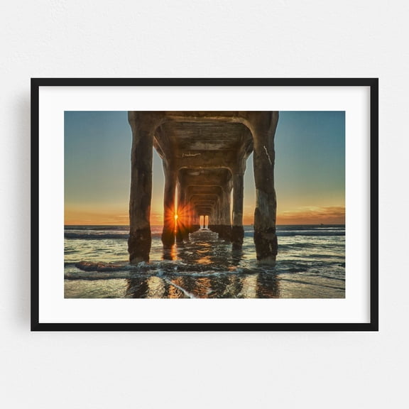 The Last Sun of 2012 - Los Angeles California Photography Sunset Seascape Ocean Beach Coastal Water Black Framed Wall Art Print 20 x 30 inches
