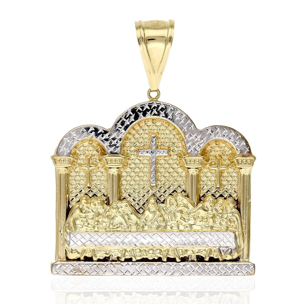 The Last Supper 10K Two tone Yellow White Gold Diamond Cut Charm
