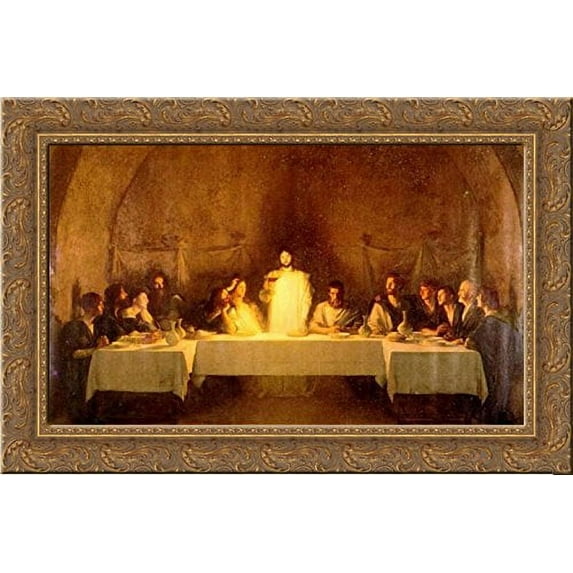 The Last Supper 24x18 Gold Ornate Wood Framed Canvas Art by Bouveret, Pascal Adophe Jean Dagnan
