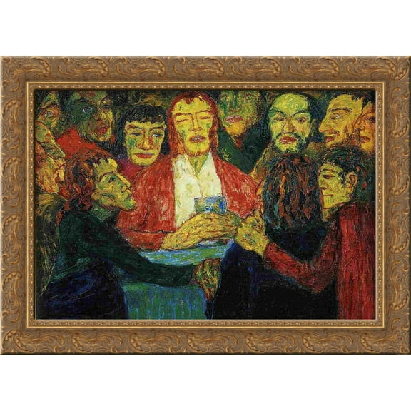 The Last Supper 24x20 Gold Ornate Wood Framed Canvas Art by Nolde, Emil