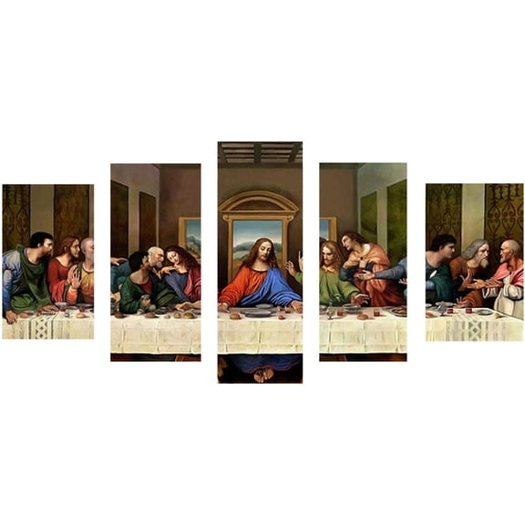 The Last Supper 5D Diamond Painting Kits, 31x16in Large Size 5 Picture Combination Kits Full Drill Embroidery Diamond Paintings Wall Decor Gift