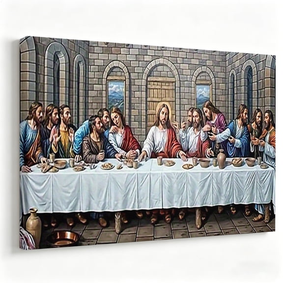 "The Last Supper Classic Canvas Art" Traditional Biblical Disciple Painting Print, Matte Finish Gallery Wrapped Christian Religious Wall Decor 8*12