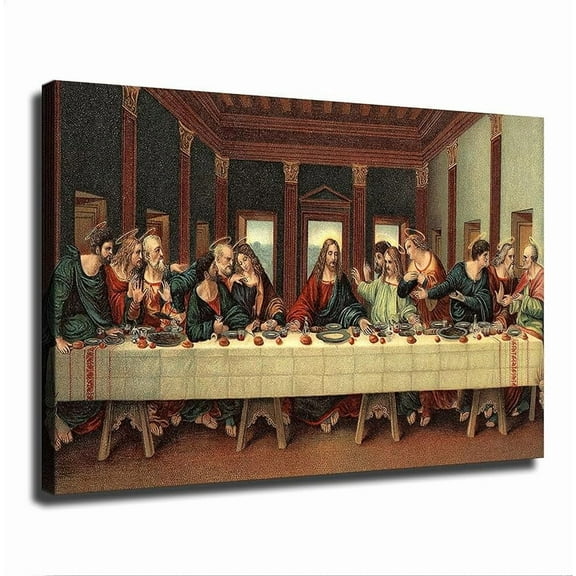 The Last Supper The Lord's Supper Canvas Poster Modern Aesthetic Picture Wall Art Home Office Decoration Painting Holiday Gift (Framed,08×12inch)