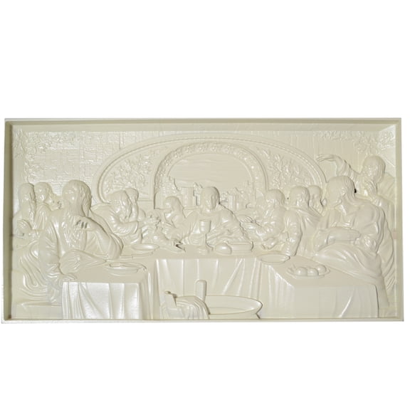 The Last Supper Ukrainian Beech Wood Carved Plaque in White