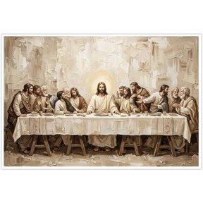 The Last Supper Wall Art Modern Jesus Christ Poster Neutral Christian Decor